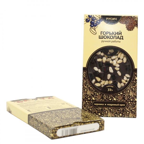Шоколад натуральный "Русич", черника и кедровый орех, 80 г